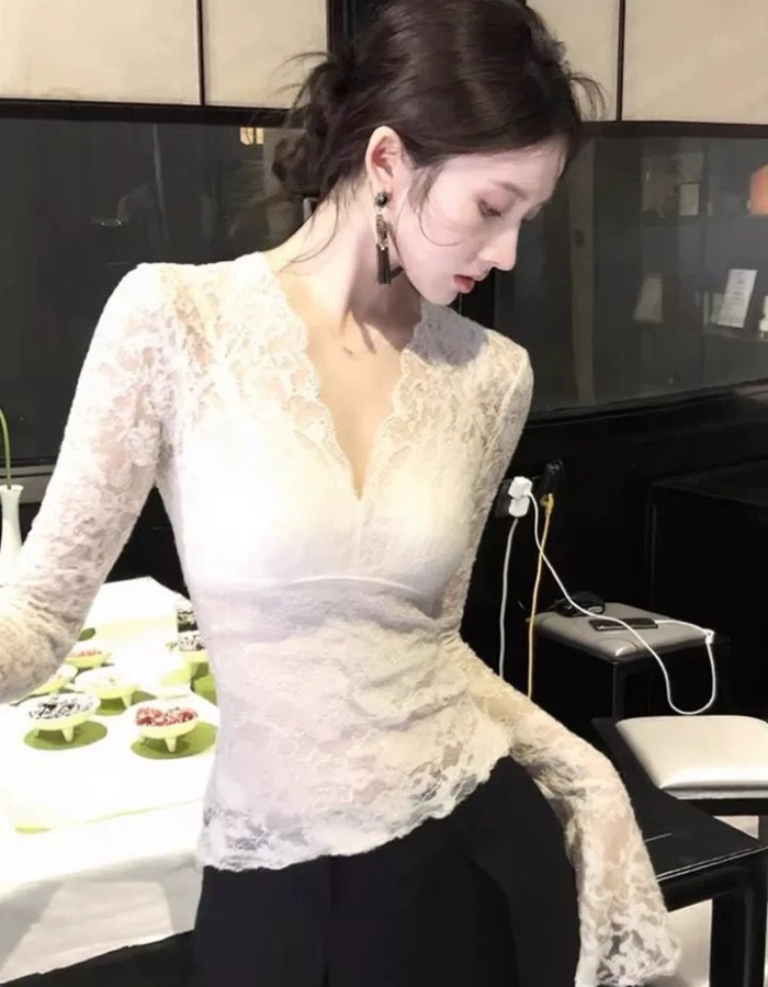 Lace bottoming hollow spring sexy enticement special tops