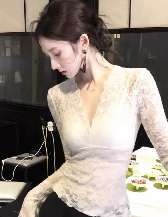 Lace bottoming hollow spring sexy enticement special tops