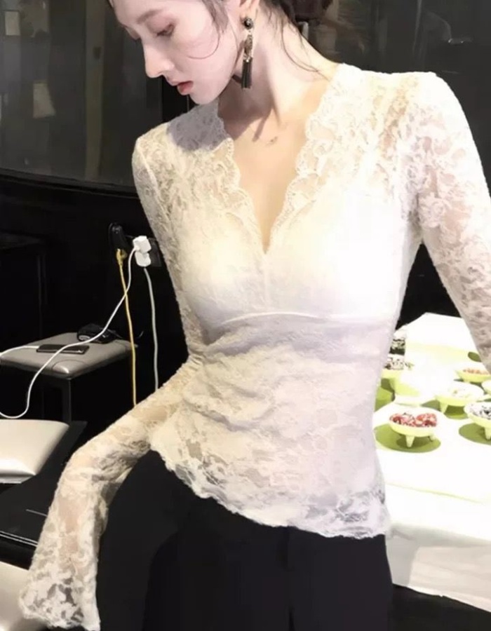 Lace bottoming hollow spring sexy enticement special tops