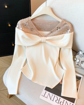 Long sleeve spicegirl strapless tops ladies slim T-shirt