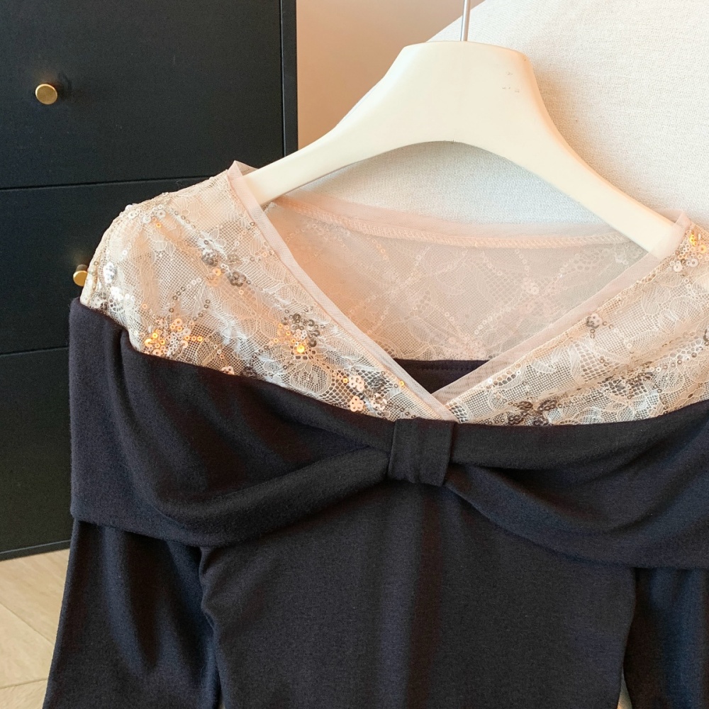 Long sleeve spicegirl strapless tops ladies slim T-shirt