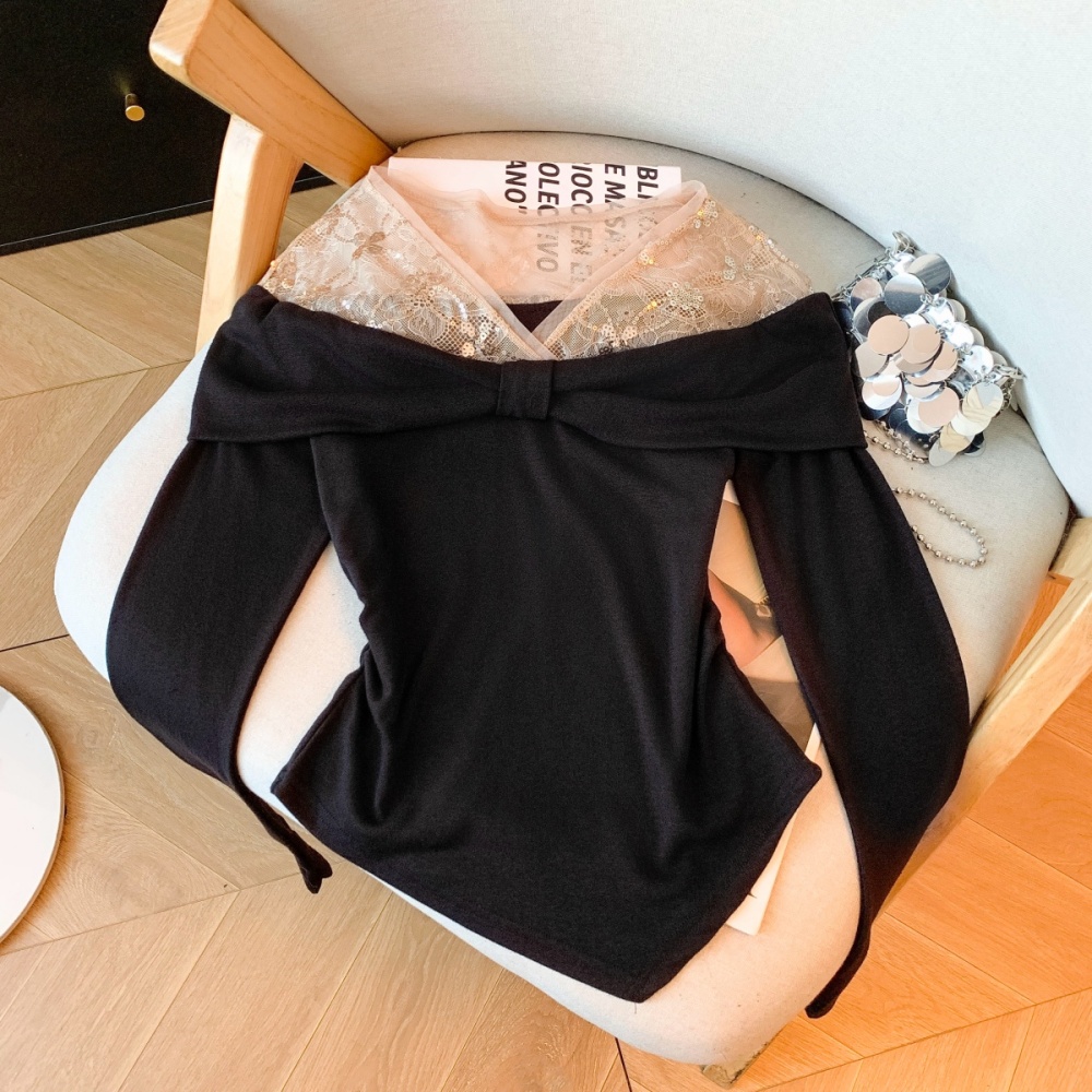 Long sleeve spicegirl strapless tops ladies slim T-shirt