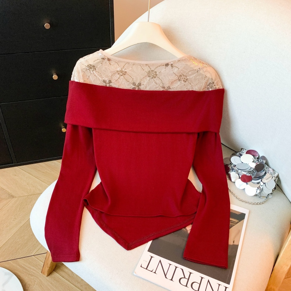 Long sleeve spicegirl strapless tops ladies slim T-shirt