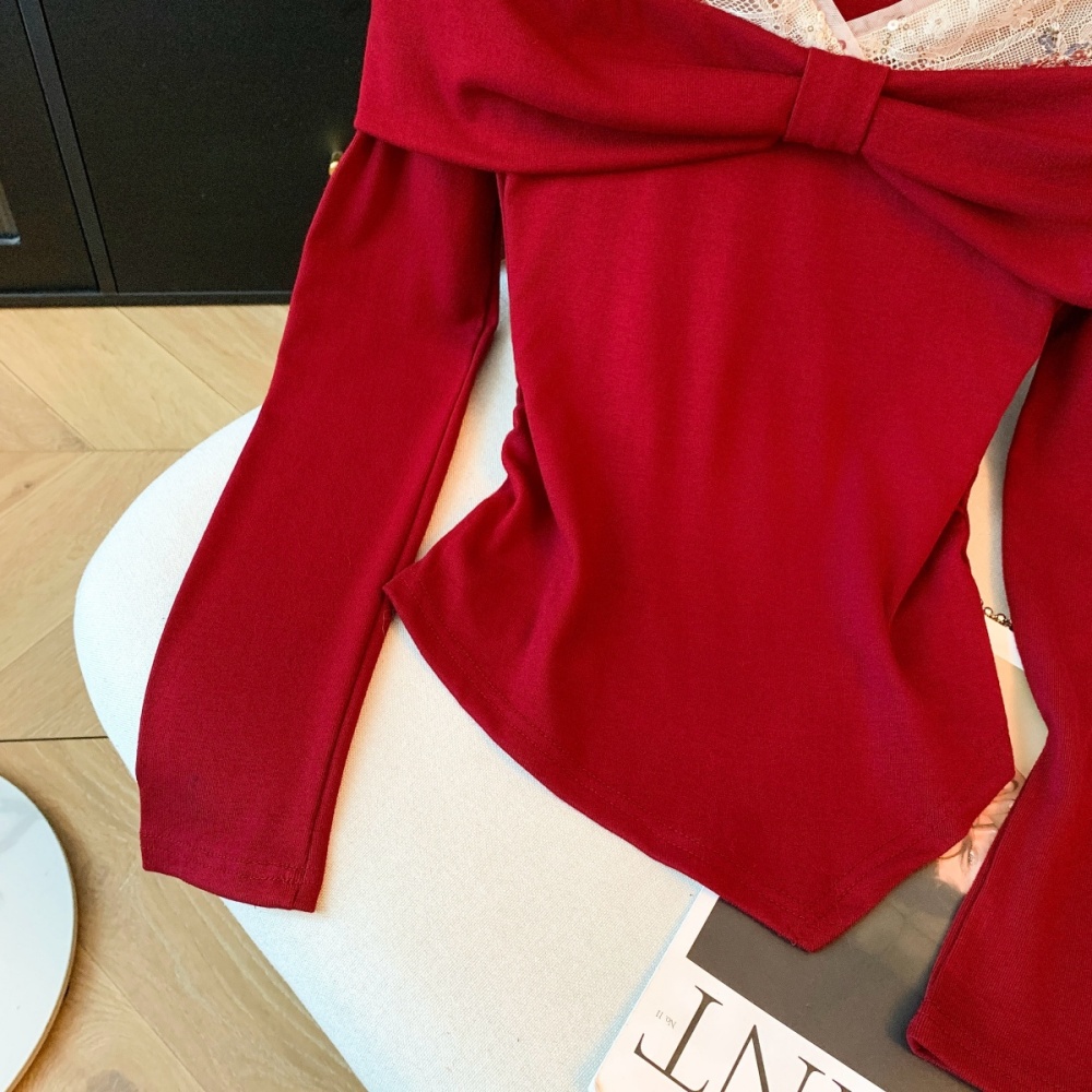 Long sleeve spicegirl strapless tops ladies slim T-shirt