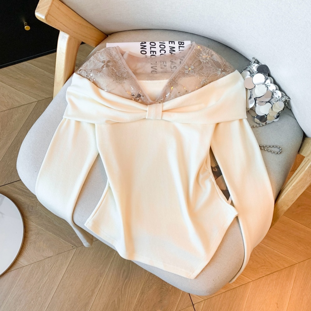 Long sleeve spicegirl strapless tops ladies slim T-shirt