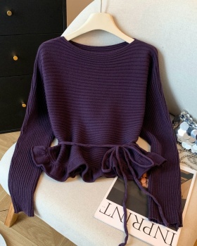 Knitted tops lotus leaf edges small shirt for women