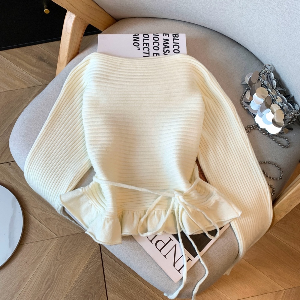 Knitted tops lotus leaf edges small shirt for women