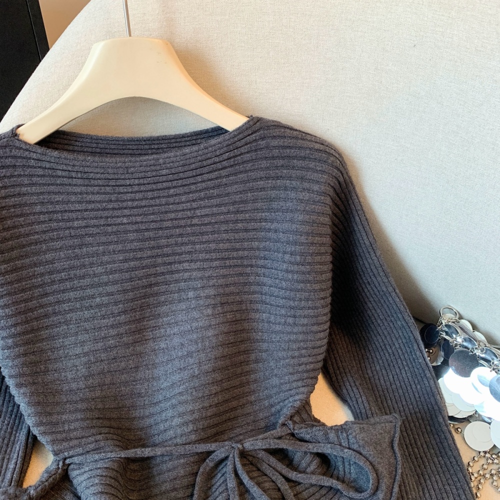 Knitted tops lotus leaf edges small shirt for women