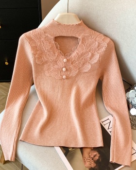 High round neck slim knitted long sleeve shirts