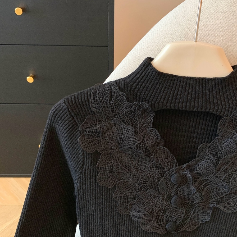 High round neck slim knitted long sleeve shirts