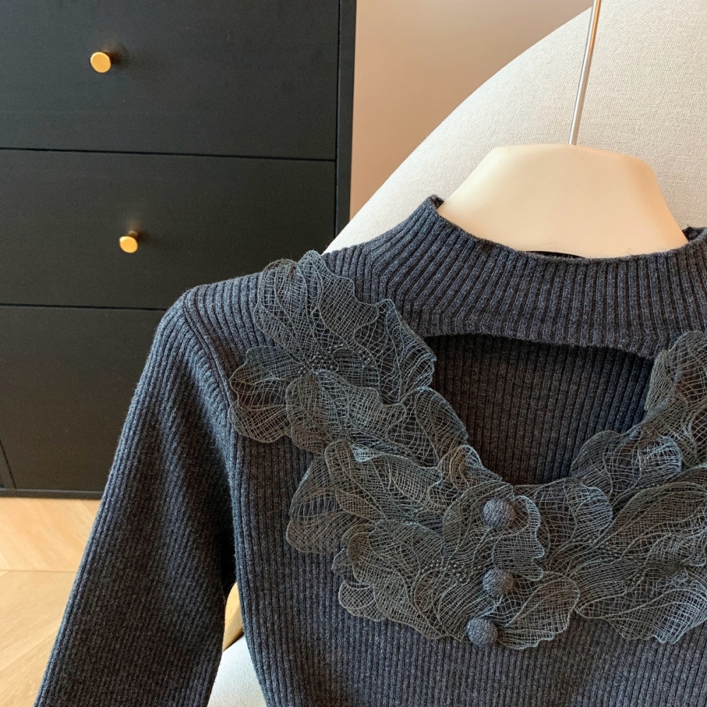 High round neck slim knitted long sleeve shirts