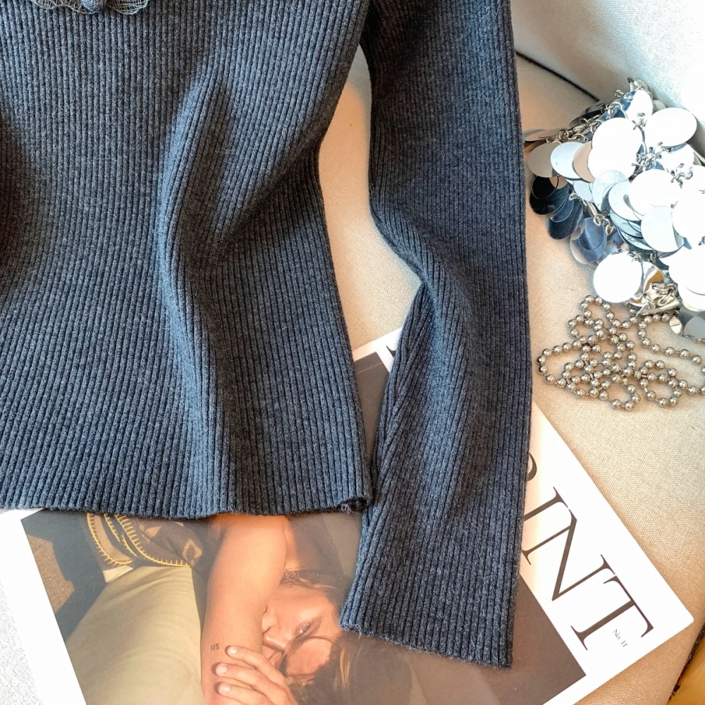 High round neck slim knitted long sleeve shirts