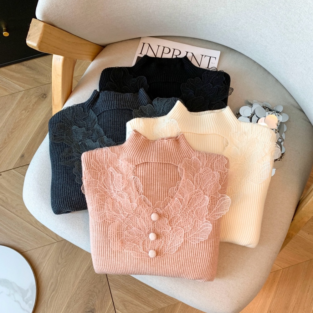 High round neck slim knitted long sleeve shirts