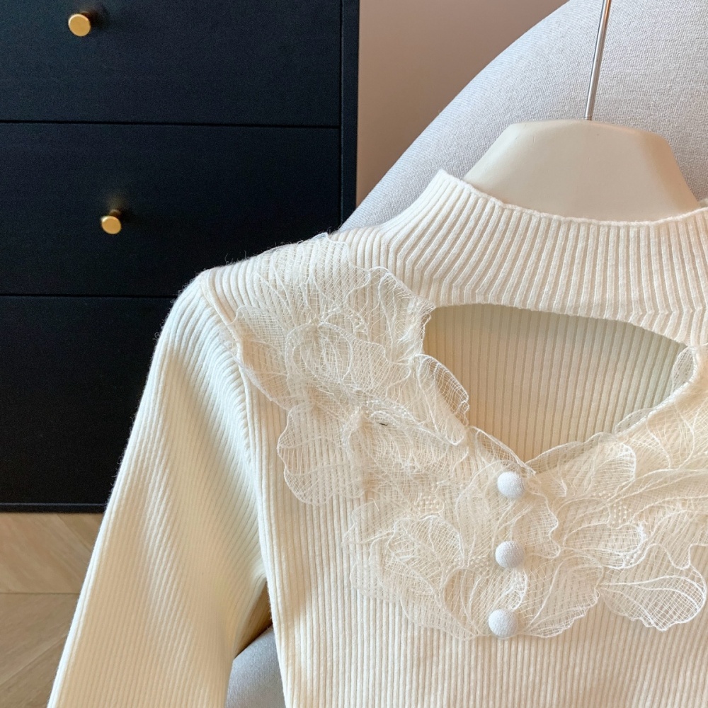 High round neck slim knitted long sleeve shirts