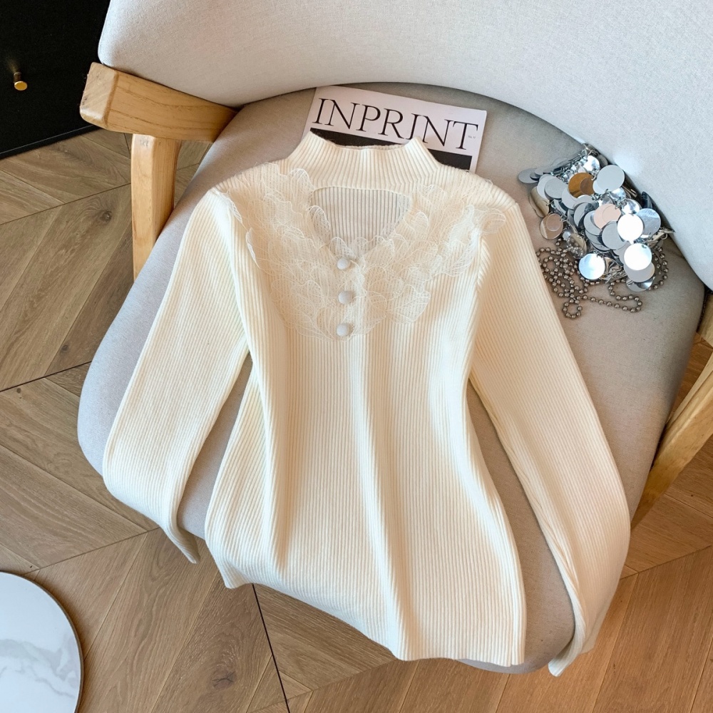 High round neck slim knitted long sleeve shirts