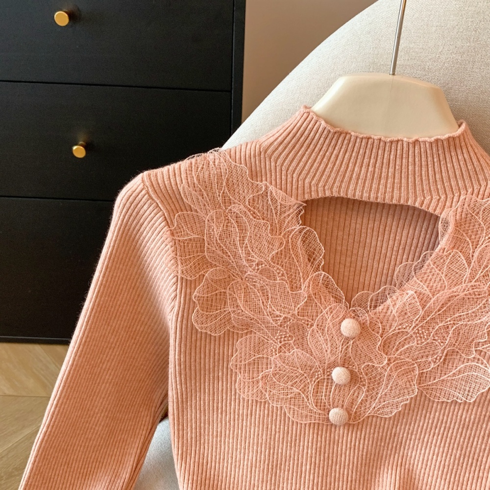 High round neck slim knitted long sleeve shirts