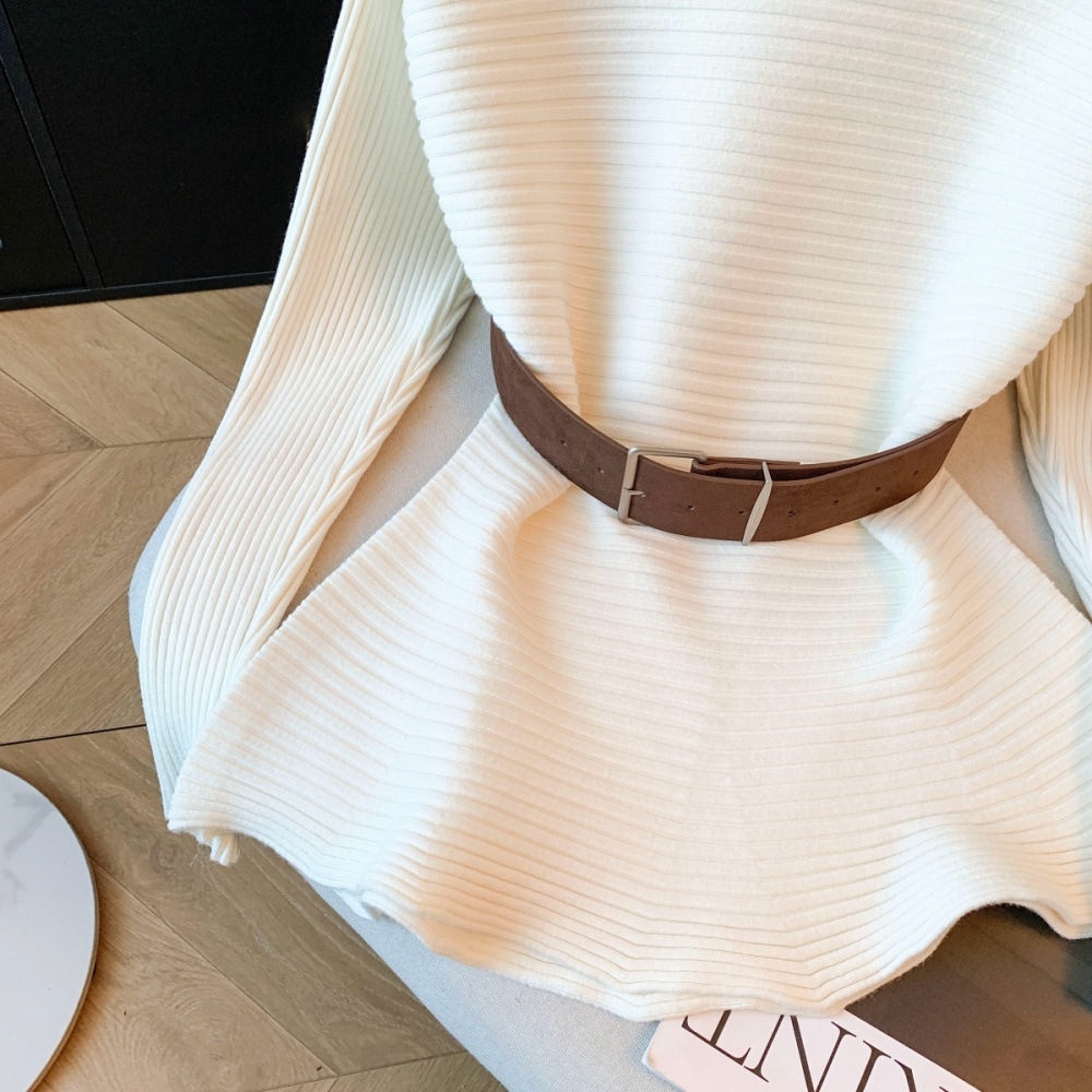 Light pinched waist tops with belt sweater for women