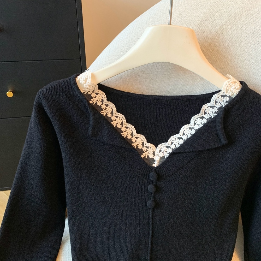 Temperament slim tops splice bottoming shirt