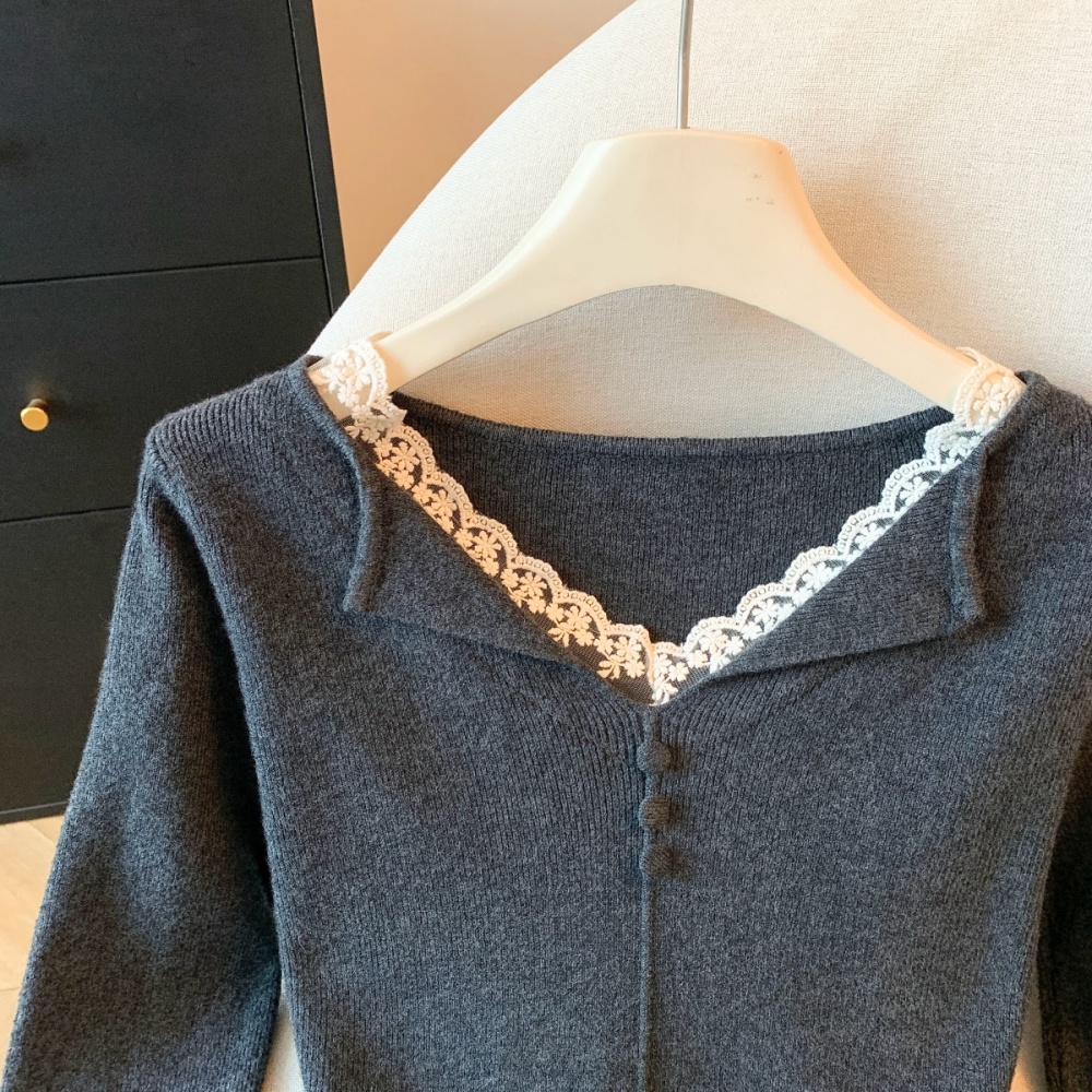 Temperament slim tops splice bottoming shirt