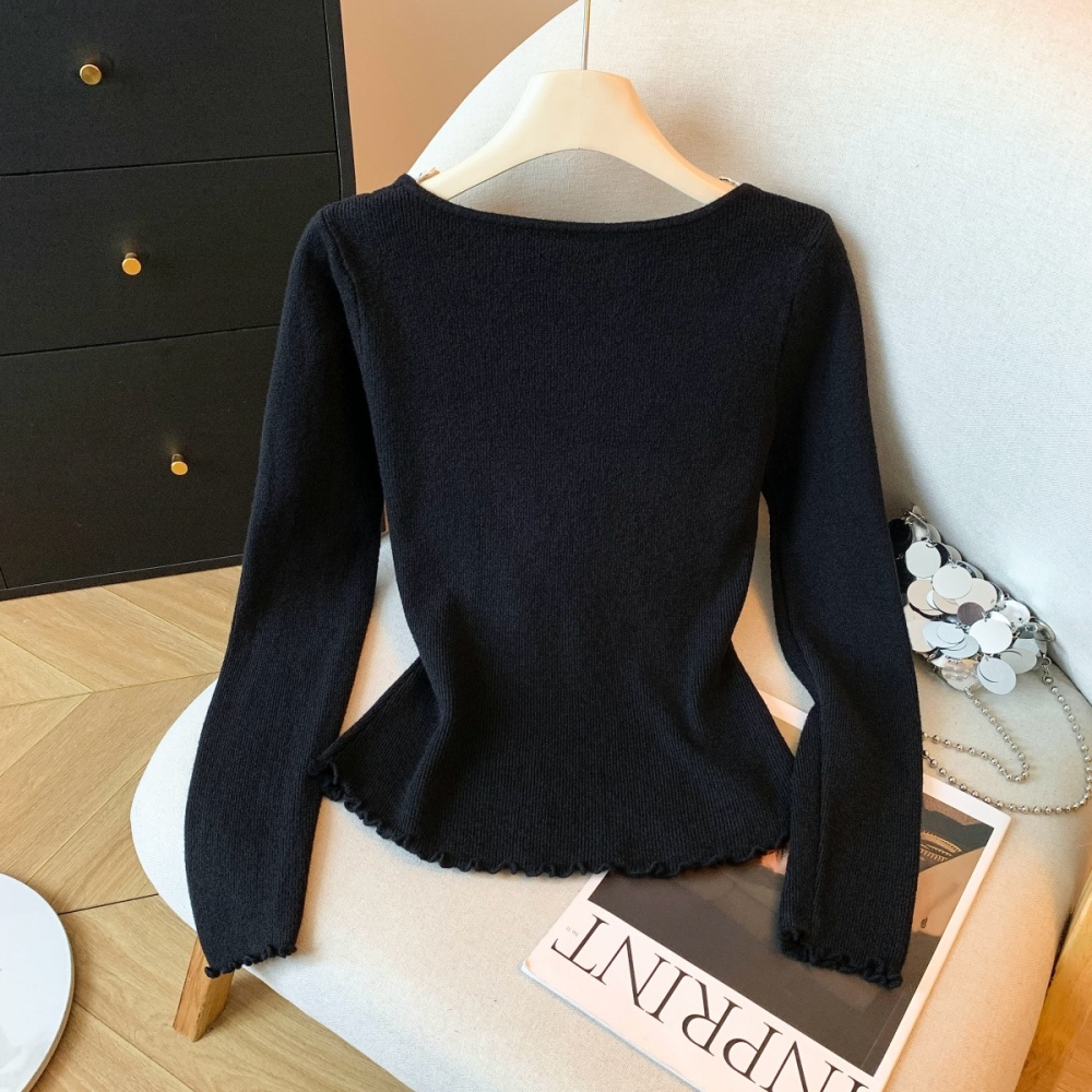 Temperament slim tops splice bottoming shirt