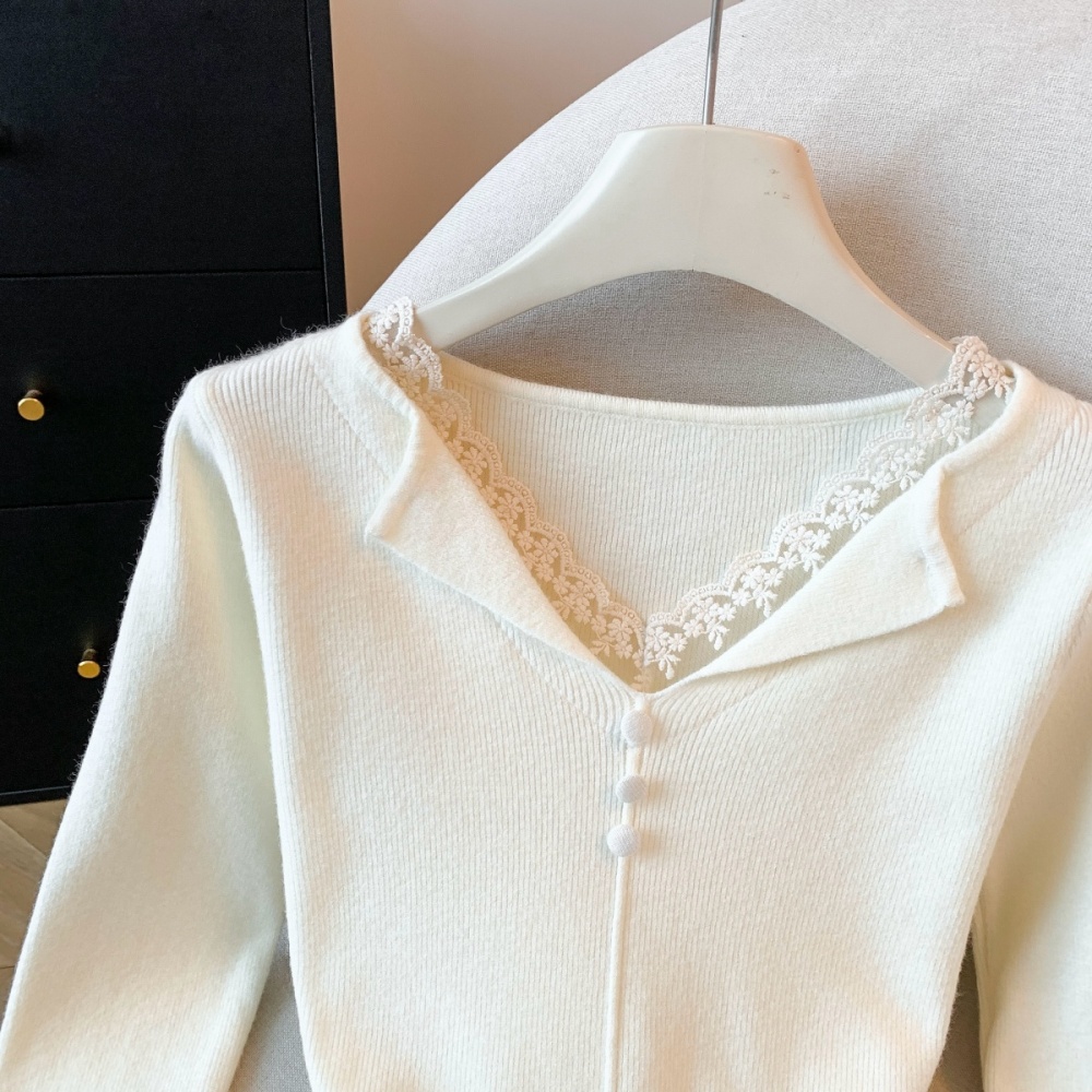 Temperament slim tops splice bottoming shirt