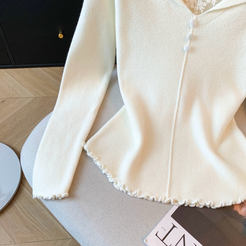 Temperament slim tops splice bottoming shirt