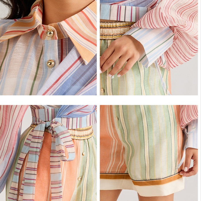 Court style long sleeve shorts printing tops 2pcs set