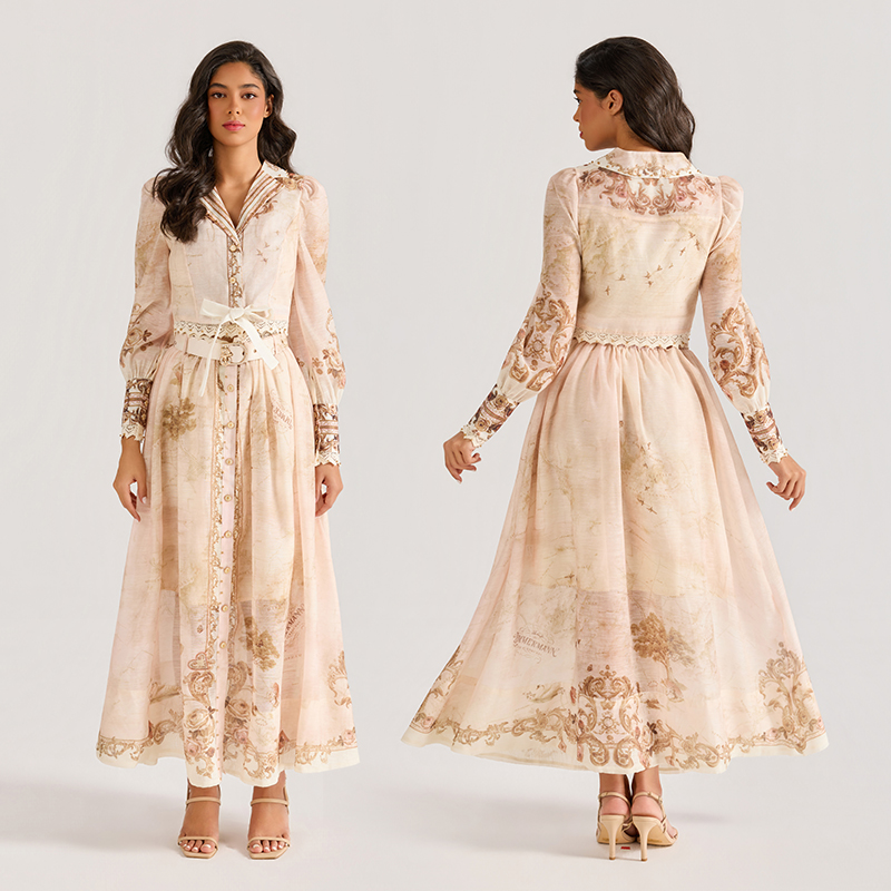 Court style long skirt printing business suit 2pcs set