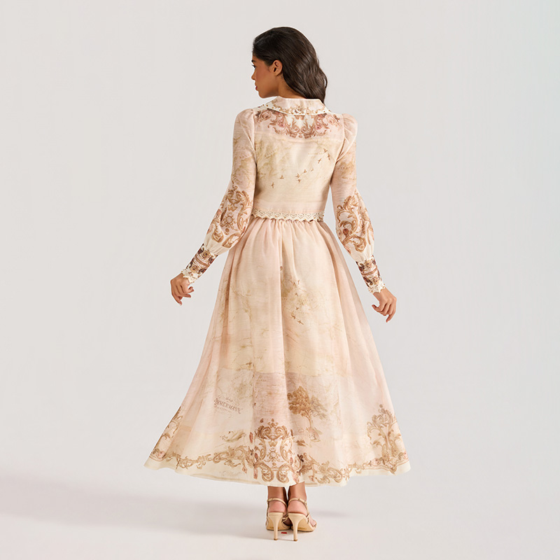 Court style long skirt printing business suit 2pcs set