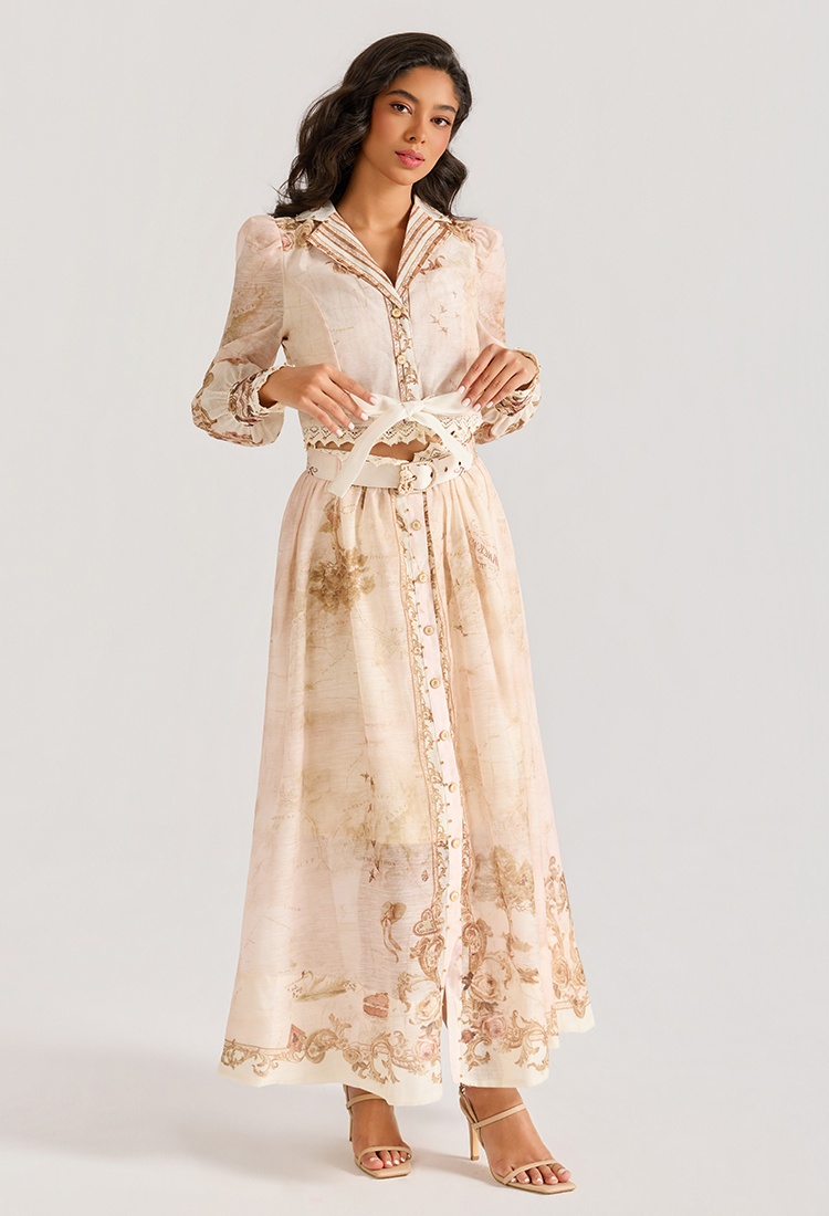 Court style long skirt printing business suit 2pcs set