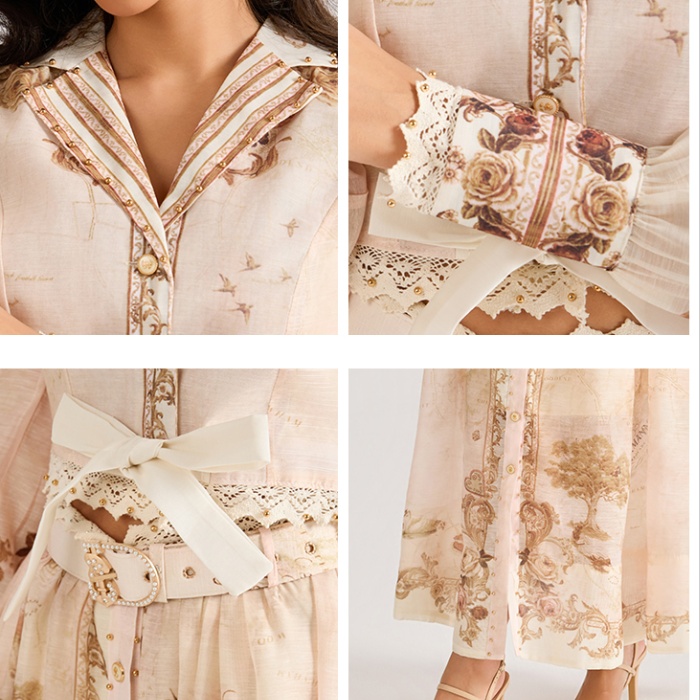 Court style long skirt printing business suit 2pcs set