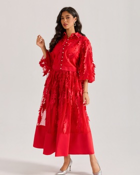 Rhinestone court style tops short sleeve long skirt a set