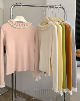 Slim inside the ride bottoming shirt lace tops for women