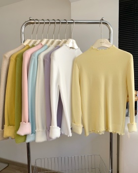 Yellow wood ear sweater thick tops for women