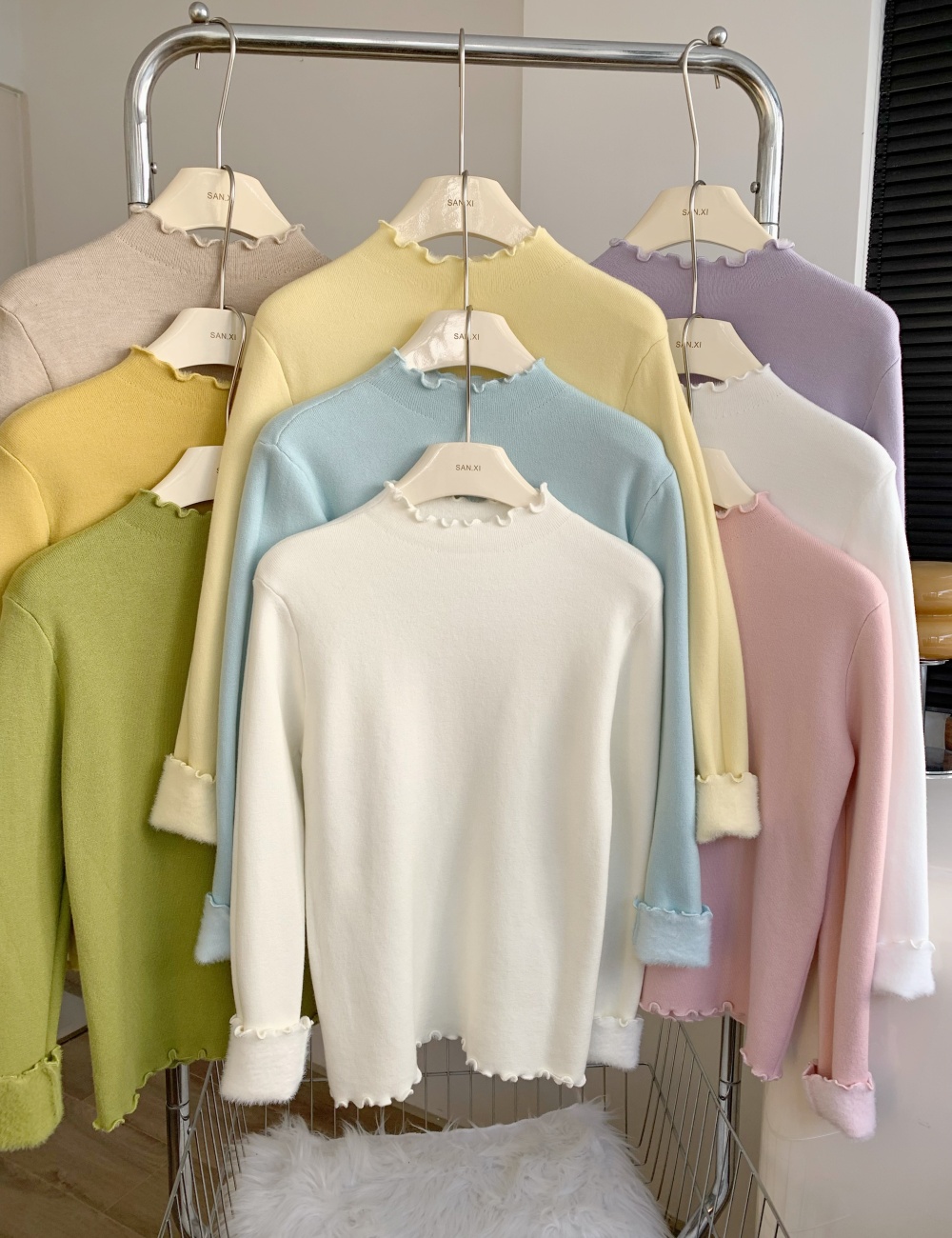 Yellow wood ear sweater thick tops for women