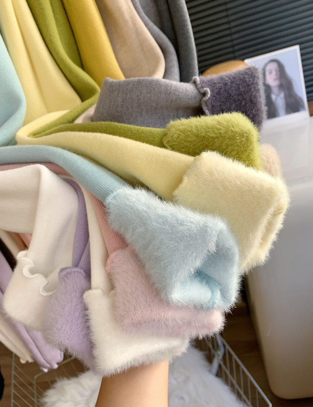 Yellow wood ear sweater thick tops for women