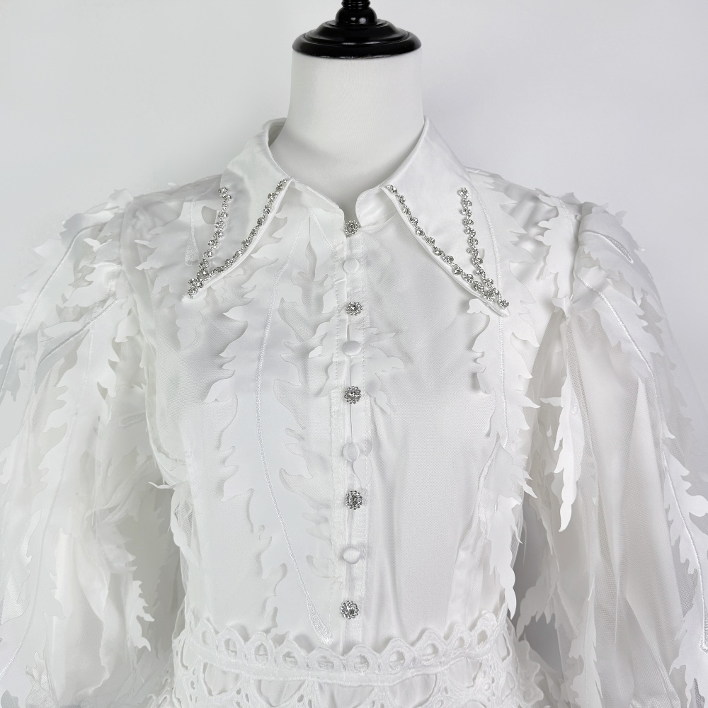 Tassels puff sleeve temperament retro single-breasted dress