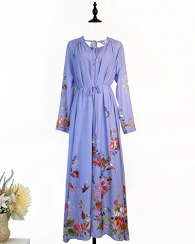 Loose printing dress Bohemian style vacation long dress