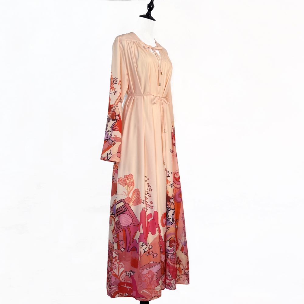 Loose printing dress Bohemian style vacation long dress