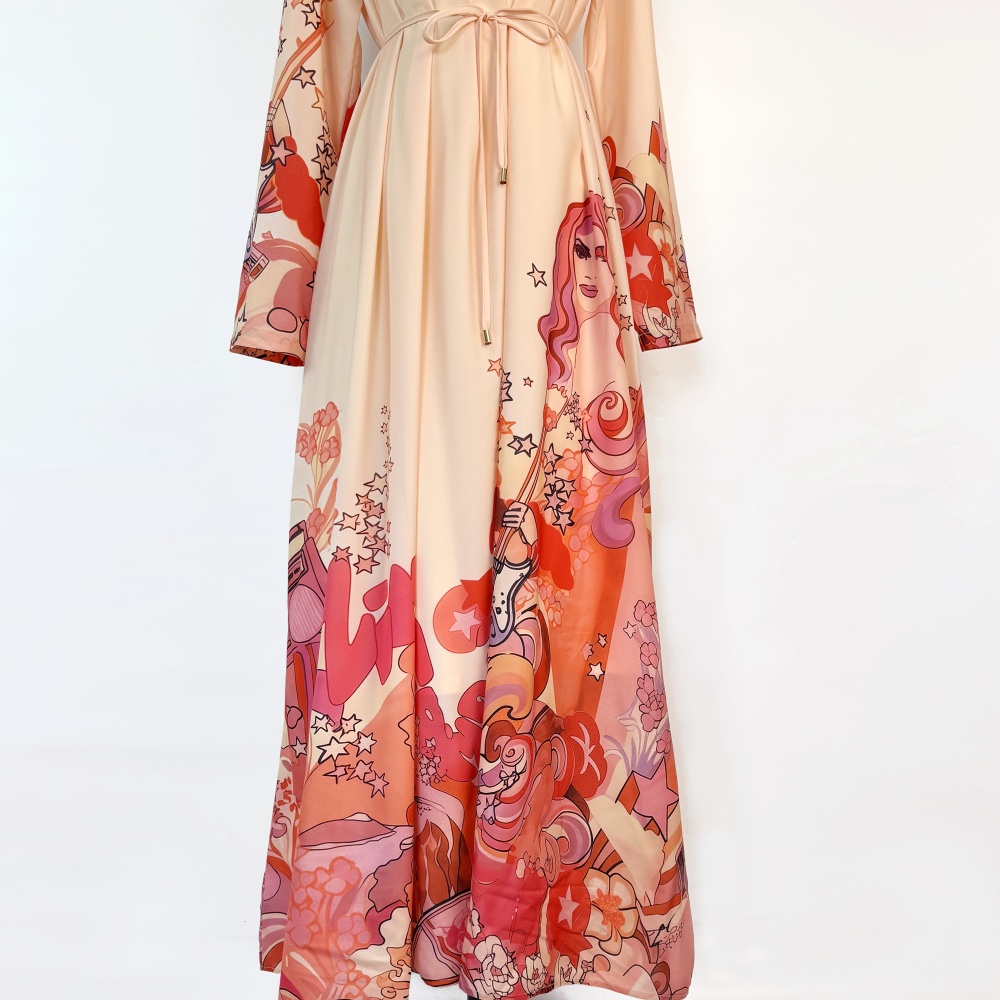 Loose printing dress Bohemian style vacation long dress