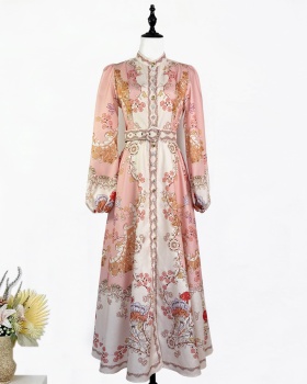 European style big skirt lantern sleeve dress