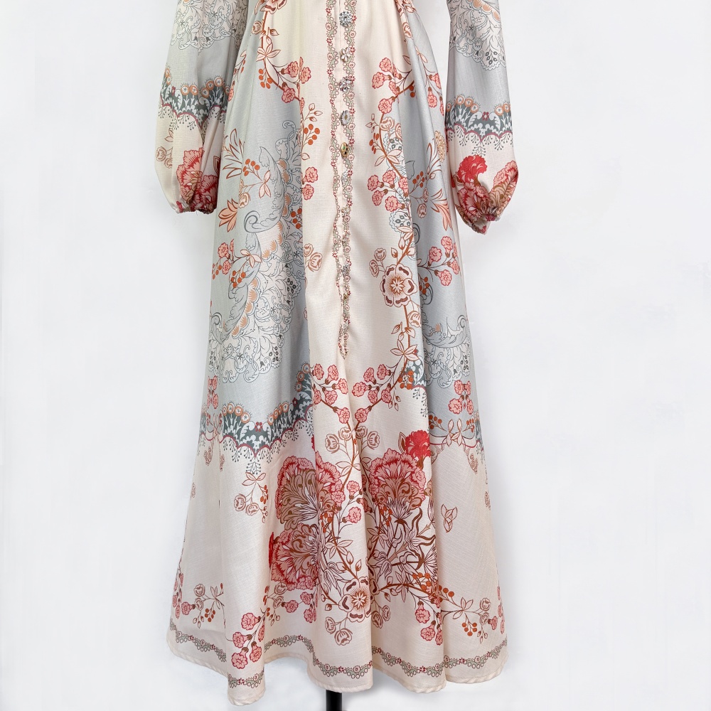 European style big skirt lantern sleeve dress