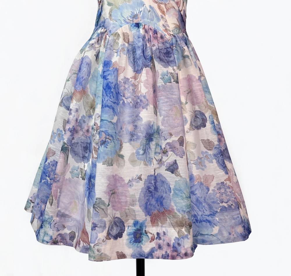 Thick and disorderly slim sling printing pinched waist dress