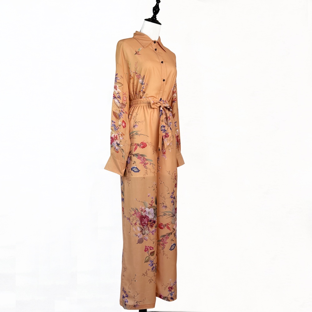 Loose vacation long pants frenum real silk corset a set