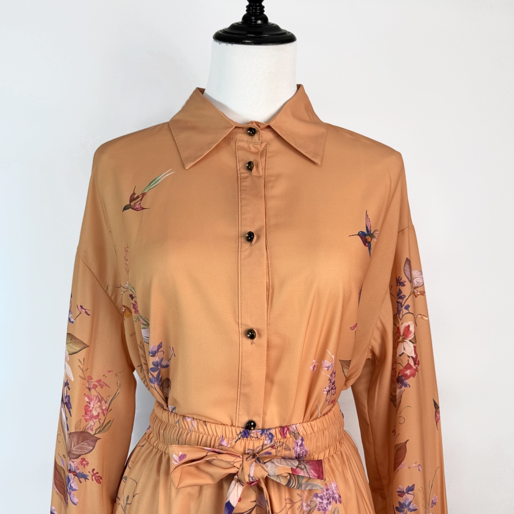 Loose vacation long pants frenum real silk corset a set