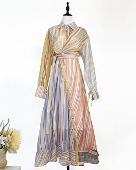 Irregular printing dress colors-bar shirt