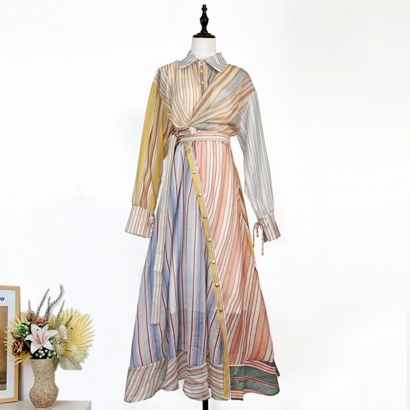 Irregular printing dress colors-bar shirt