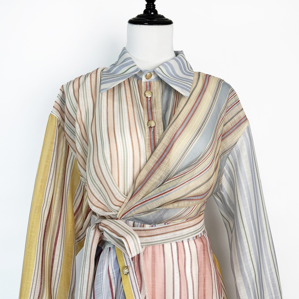 Irregular printing dress colors-bar shirt