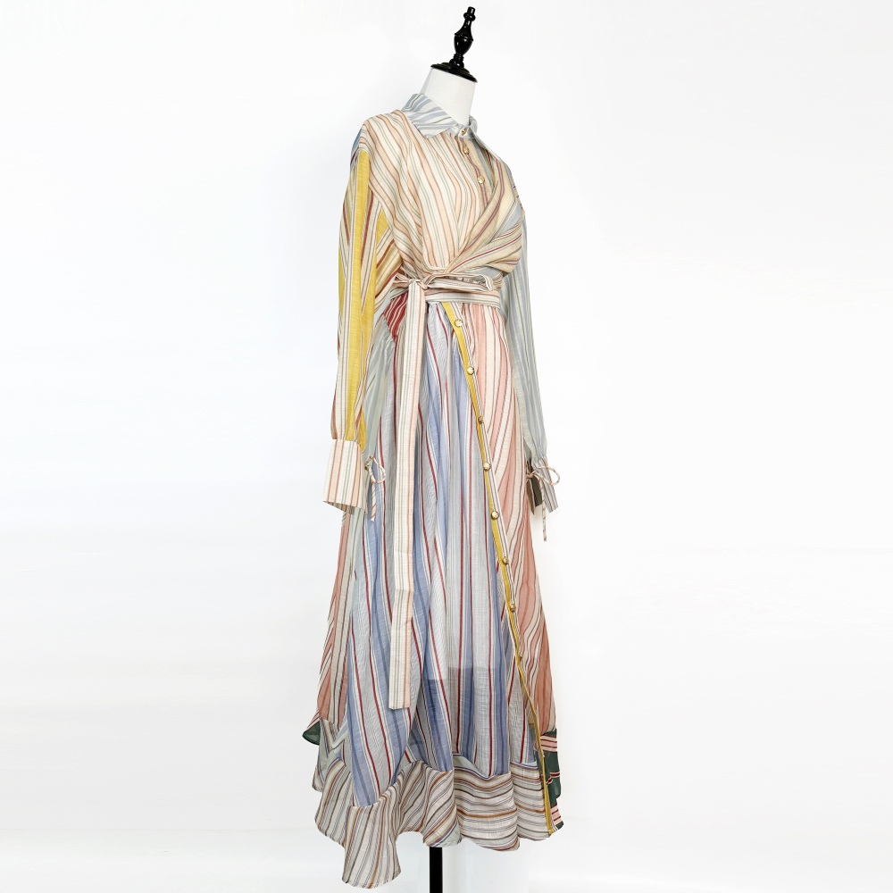 Irregular printing dress colors-bar shirt