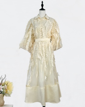 Splice gauze embroidery European style beading dress a set